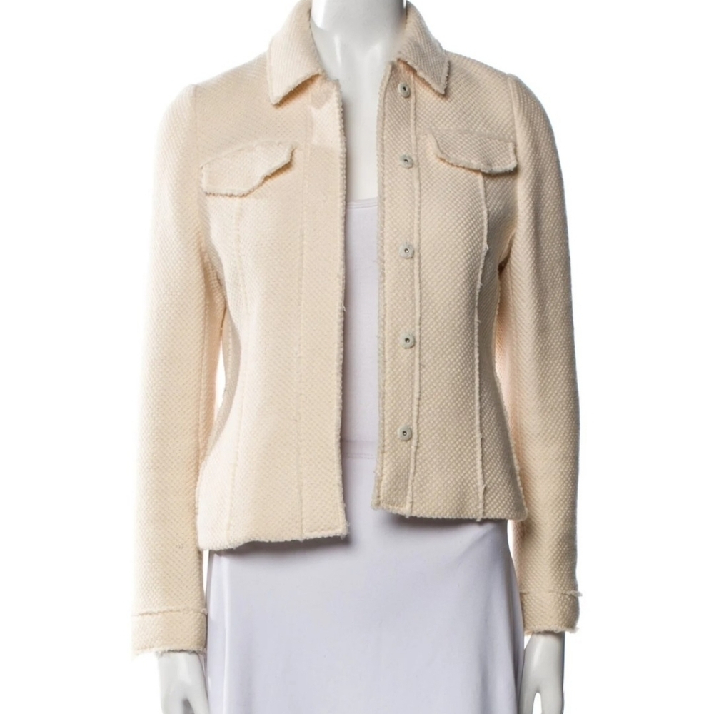 Akris Wool and Silk Shacket Cream US Size 6